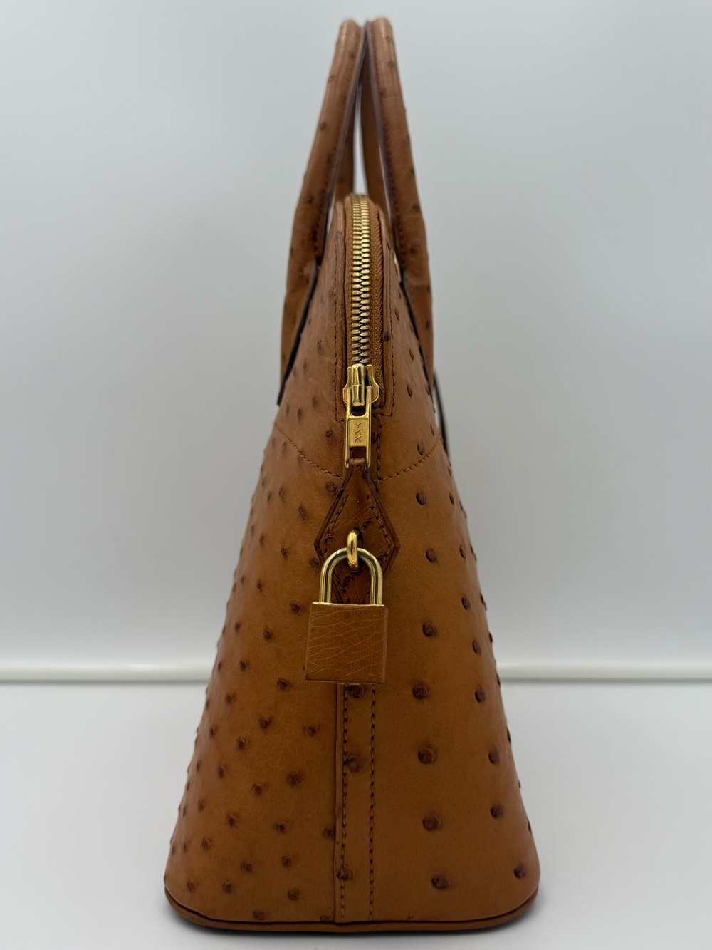 🇫🇷michel adolphe PARIS Unisex Brown Exotic OSTRICH BUGATTI 31 Bag Made in FRANCE - Picture 6 of 16